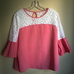Marc New York Pink Bell Sleeve Blouse Size Medium